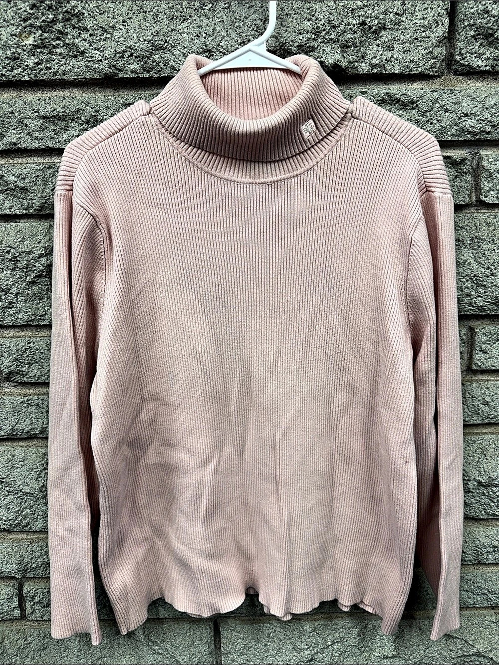 Lauren Ralph Lauren Ribbed Cotton Turtleneck Sweater Pink Size 3X